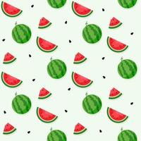 Watermelon background and seamless pattern, flat design of green leaves and flower and watermelon juice illustration, Fresh and juicy fruit concept of summer food. vector