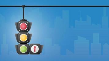 Concept traffic light banner free space for text. Traffic light signal with red, yellow and green color, Vector illustration of business card stoplight.