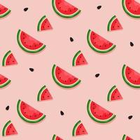 Watermelon background and seamless pattern, flat design of green leaves and flower and watermelon juice illustration, Fresh and juicy fruit concept of summer food. vector