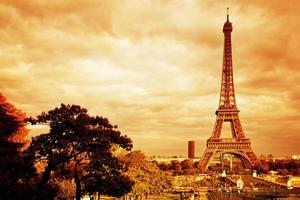 Eiffel Tower in Paris, France. Vintage, retro photo