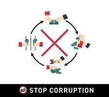 circle of stop cash corruption payment  vector isolated on white background