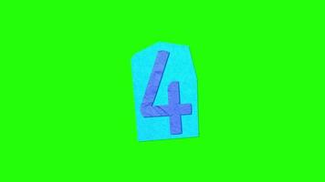 Animation numbers paper cut on green screen suitable for video or stop motion