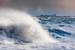 Stormy waves on the sea. photo