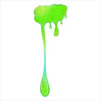 Dripping green goo slimes isolated. Slimes splash, flow of muscus. Green colorful jelly for playing. Cartoon vector illustration.