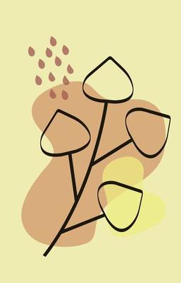 paints in boho style. Abstract watercolor geometric shapes of balance, plants, nature, sun ,moon. Design for cover, social networks, decor. Trendy colors.