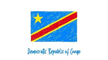 Demokratische Republik Kongo Nationalflagge Marker Whiteboard oder Bleistift Farbskizze Schleifenanimation video