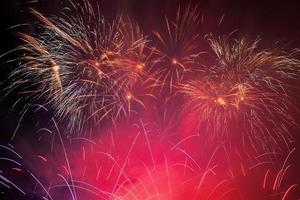 Spectacular fireworks show light up the sky. New year celebration. photo