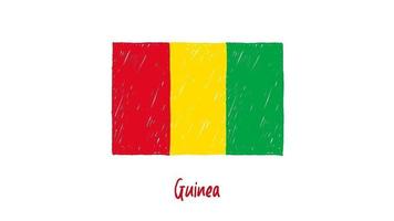 Guinea National Country Flag Marker Whiteboard or Pencil Color Sketch Looping Animation