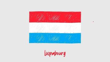 Luxembourg National Country Flag Marker Whiteboard or Pencil Color Sketch Looping Animation