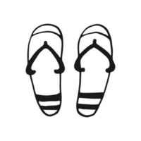 Flip flop. Hand drawn vector illustration. Line art style isolated isolated on white background.