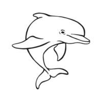 Hand drawn dolphin. Vector illustration in sketch style. Jumping dolphin isolated on white background.