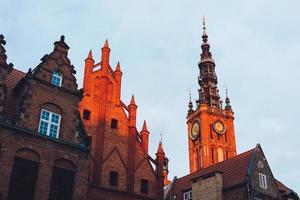 Old Town buildings in Gdansk during sunrise. photo