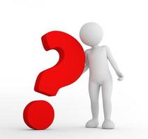 Red big question mark and toon man. FAQ, ask, search concepts photo