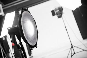 Photography studio with professional lighting equipment. photo