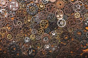 Layers of different cogwheels. photo