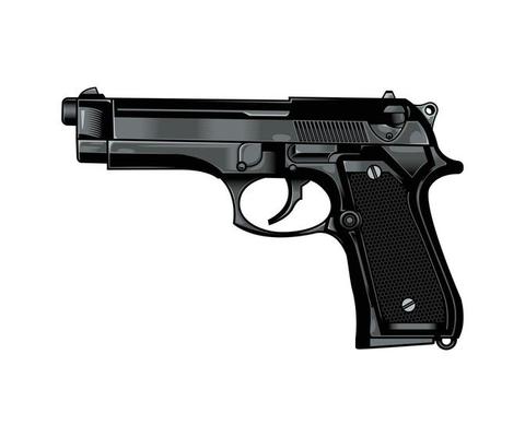 Handgun Fire Weapon Monochrome Vector Illustration