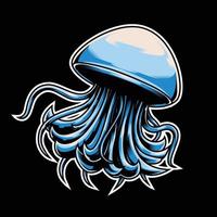 Jellyfish with thin tentacles vector illustration