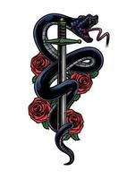 serpiente rosa espada ilustración vectorial dibujada a mano