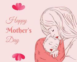 happy mothers day event poster with mother child vector