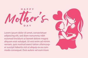 Happy mothers day card design with mother and child