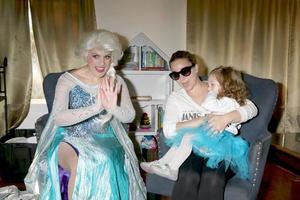 LOS ANGELES, NOV 26 - Elsa Impersonator, Shanelle Workman Gray, Amelie Bailey at the Amelie Bailey 2nd Birthday Party at Private Residence on November 26, 2017 in Studio City, CA photo