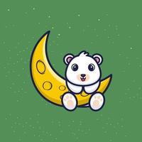 Cute bear with sickle moon cartoon vector illustration