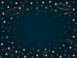Abstract golden star sky background with circle patterns vector illustration