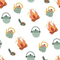 Seamless pattern with camping elements. Design for fabric, textile, wallpaper packaging. vector