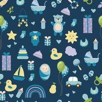 Baby pattern with child's toys, objects. Seamless pattern vector
