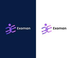 letter e with man modern logo design template vector