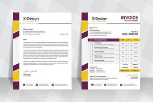 plantilla de factura y membrete de empresa corporativa, plantilla de diseño de identidad de marca empresarial vector