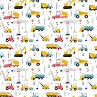 Seamless pattern with building equipment. Kids print. Vector hand drawn illustration.