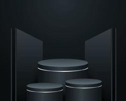 Black 3D Podium and background vector