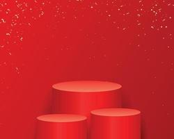 Red 3D Podium and background vector