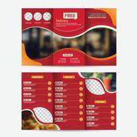 Red folding restaurant brochure template vector