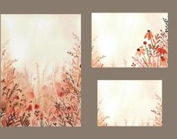 tarjeta de invitación de boda con fondo cálido de paisaje de flores silvestres vector