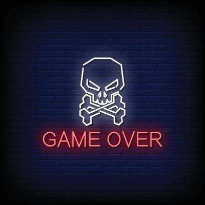 Game Over Neon Sign On Brick Wall Background Vector