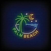 Palm Beach Neon Sign On Brick Wall Background Vector