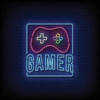 Gamer Neon Signs Style Text Vector