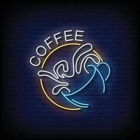 Coffee Neon Sign On Brick Wall Background Vector