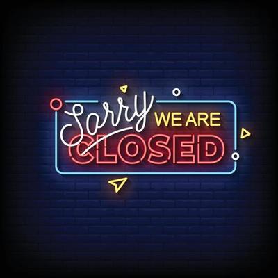 Sorry We are Closed Neon Signs Style Text Vector