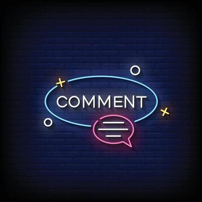 Comment Neon Sign On Brick Wall Background Vector