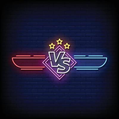 Versus Neon Sign On Brick Wall Background Vector