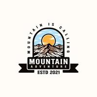 Mountain Adventure and Outdoor Vintage Logo Template. Badge or Emblem Style. Vector Illustration