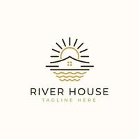 River House Monoline Logo Template. Vector Illustration