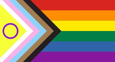 Progress Pride Rainbow Flag. Symbol of LGBT community. Vector illustration