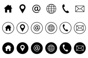 Contact us Web icon set for web and mobile. Communication set. Flat vector illustration