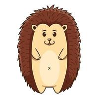Cute hedgehog. A forest wild mammal. Nature. Decorative element with an outline. Doodle, hand-drawn. Flat design. Color vector illustration. Isolated on a white background.