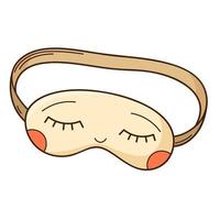 Sleep mask with eyes. Design element with outline. Doodle, hand-drawn. Flat design. Color vector illustration. Isolated on a white background.