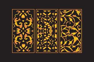 decorativo troquelado floral sin fisuras patrón abstracto paneles cortados con láser plantilla de oro vector